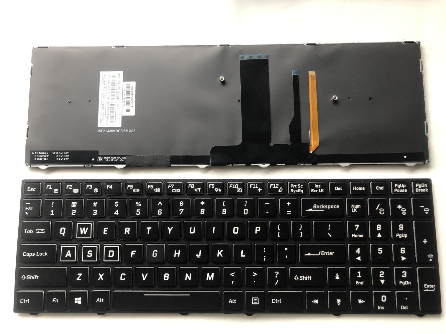 Picture of New Replacement Laptop Keyboard For HASEE N850 colorful backlight BLACK FRAME BLACK Backlit，White Side US Layout